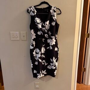 White House Black Market Black and White Floral Midi Dress